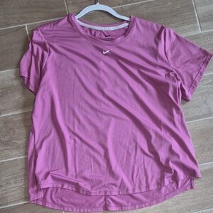 Nike Pink Short-Sleeve Active Tee with White Swoosh